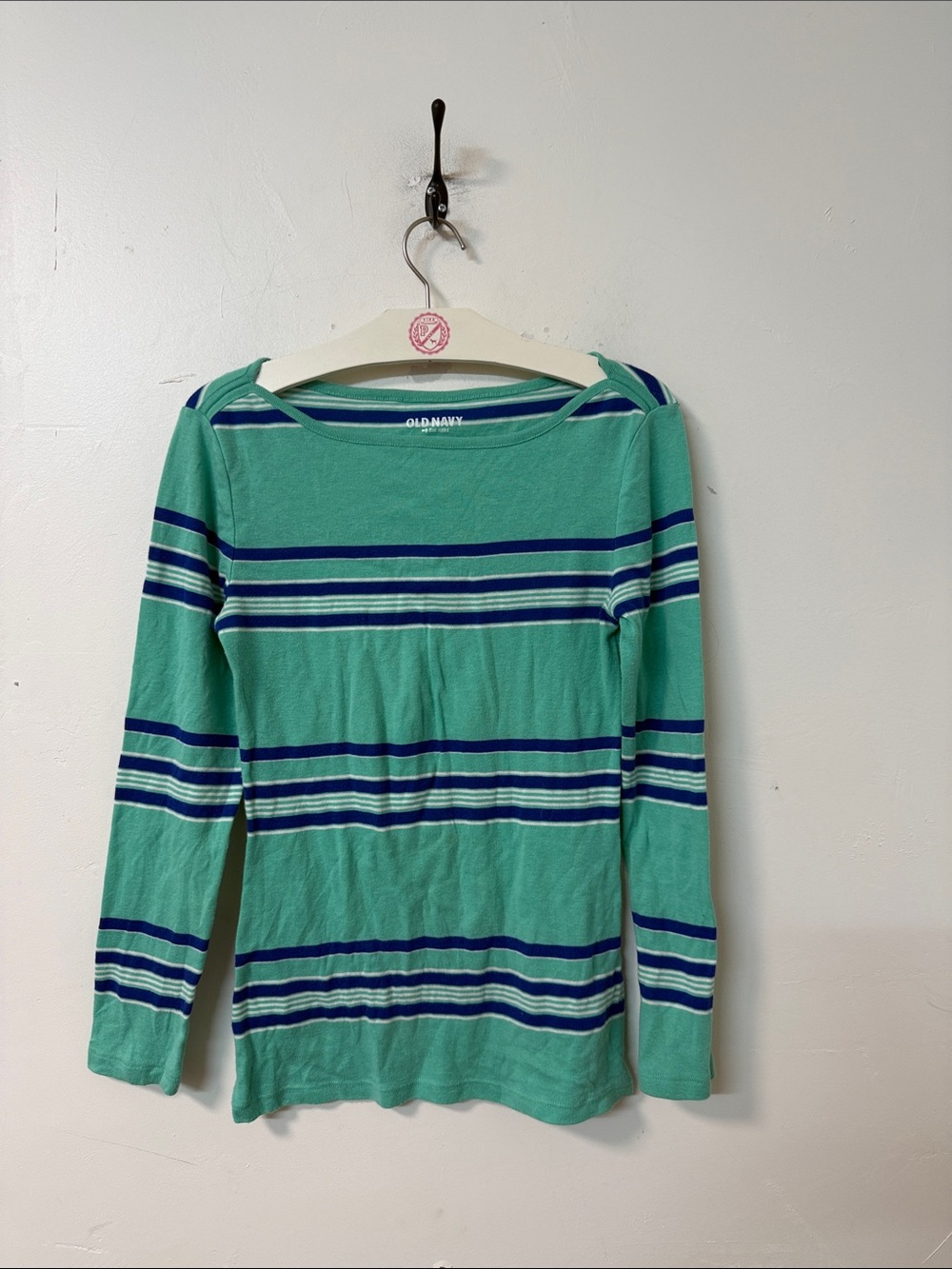 Old Navy Aqua Green Striped Long Sleeve Tee